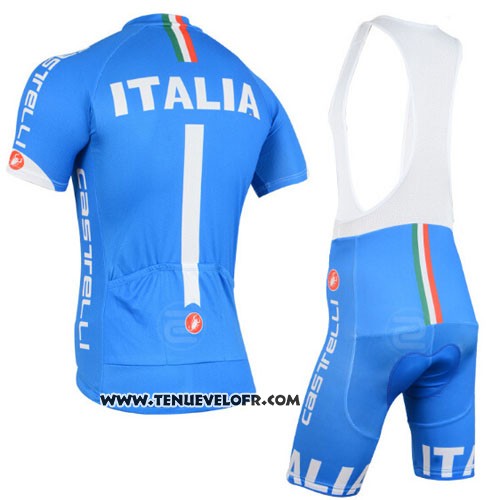 2015 Maillot Ciclismo Italie Blanc et Azur Manches Courtes et Cuissard